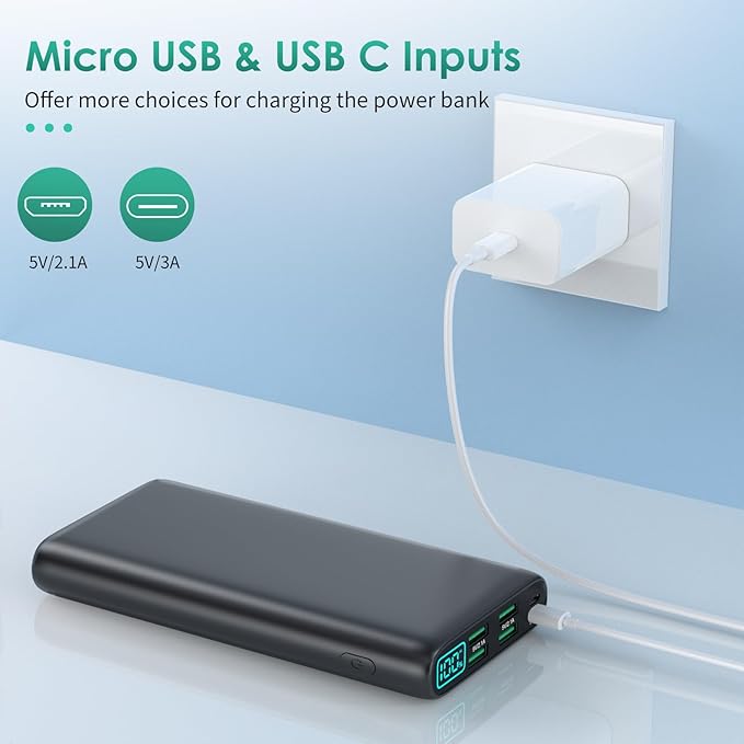 Portable Charger 38800mAh Power Bank with 5 Outputs & 2 Inputs,PD USB C In&Out Fast Phone Charging External Battery Pack Backup,Travel Essential Outdoor for iPhone 17/16/15,Android Samsung Galaxy etc