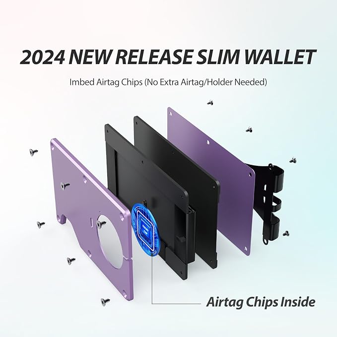 Air Wallet for women, Built-in Tracker Slim Wallet, Smart Wallet with Money Clip, Compatible with FindMy Network(iOS Only), Anti-Theft Card Holder, *Gift for Women (Tracker Wallet, Macaron purple)