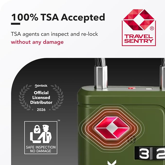 Luggage Locks TSA Approved with Inspection Indicator and Resettable 4-Digit, Easy-to-Read Combination, TSA Locks for Luggage, Suitcases, Backpacks & Travel Bags, Green, 2-Pack