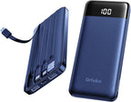 Orfeika Portable Phone Charger, 10000mAh Portable Charger Power Bank with Built-in Cables, Travel Essential Battery Pack Compatible with Samsung, iPhone, Google, iPads, Tablets, etc