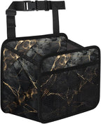 Car Backseat Organizer, PU Leather Back of Seat Cars Hanging Organizer with Pockets Leakproof Car Garbage Bag Hanging Cars Seat Storage Box Travel Accessories Foldable (Marble Black)
