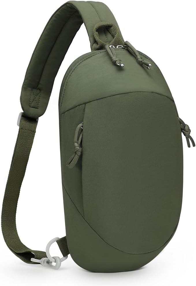 Small Sling Bag with RFID Blocking, Mini Fanny Pack for Women Men, Convertible Crossbody Anti Theft Chest Bag for Travel Hiking Running, Dark Green