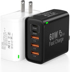 2Pack USB C Fast Charger Block, Total 60W 5-Port USB C Wall Charger 30W Type C Charging Block, 2USB C+3USB A PD 3.0 Multiport Charging Cube for iPhone 17 16 15 14 Pro Max, G-alaxy S26 S25 Ultra, i Pad