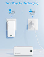 Portable Phone Charger, 10000mAh PD20W Fast Charging Power Bank with Built-in Cables & Wall Plug, External Battery Bank with LED Display, Travel Essential Battery Pack for iPhone, iPad, Samsung White