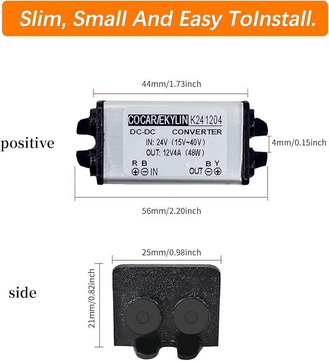 DC 24v to 12v Converter Reducer Step Down Buck Converter 4A 48W Power Supply Adapter for Auto Car Truck Vehicle Boat Solar System etc. (Accept DC15-40V Inputs)