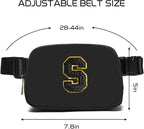 Gitus Belt Bag Fanny Pack Crossbody Bags with Initial Letter Patch Gifts for Wife Older Women Mother Coworker Bridesmaid Anniversary Travel Gifts Beach Gifts (Black-S)
