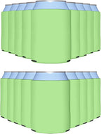 PartyPrints 100 Pack Pistachio Blank Can Cooler Sleeves, Customizable Bulk Insulated Foam for Beer, Collapsible Plain Drink Holder, Cold Soda Insulator, 12oz Regular, 16oz Tall Cans