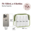 PACKISM TSA Approved Toiletry Bag - Clear Makeup Bag 3 Pack Medium, Quart Size Bag for 3-1-1 Liquids with Metal Smooth Zipper, Travel Makeup Bag for Women, Airport Airline Compliant Bag, Sage Green