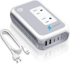 220V to 110V Voltage Converter US to Europe for Curling Iron and Hair Straighteners, Power Converter for European Travel Plug Adapter with 2 USB A & 2 USB C Ports (White)