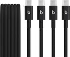 Beats USB-C to USB-C Woven Cable 2 Pack Fast Charging Durable/Tangle-Free Compatible Charger for Apple & Android Devices (1.5 m, 5 ft) - Bolt Black