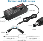 SHNITPWR Power Supply Adjustable DC 12V 11V 10V 8V 9V 6V 5V 3.5V Universal AC Adapter Multi-Voltage AC/DC Adapter 3.5V~12V 12A 144W DC Power Adapter 100V~240V AC to DC Variable Power Converter 14 Tips