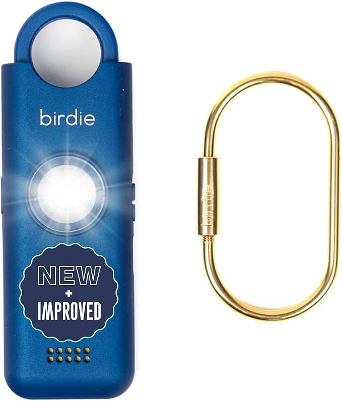 She’s Birdie 3.0 New Version – The Original Personal Safety Alarm for Women by Women–Loud Siren, Flash Light and Rechargeable Battery in a Variety of Colors (Metallic Indigo Blue)