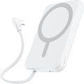 for Magsafe Power Bank, 5000mAh Magnetic Portable Charger with Built-in USB-C Cable, Wireless Battery Pack with 20W PD Fast Charging for iPhone 17/16/15/14/13/12 All Series-White