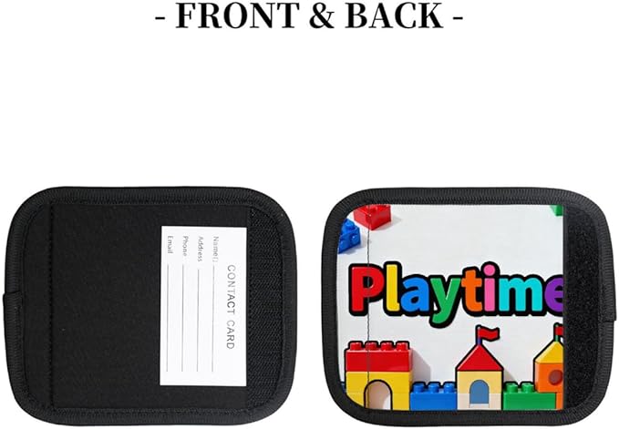 2 Pack Luggage Handle Wrap with Travel Tags - Non-Slip Protective Cover Soft Handle Grips Covers for Suitcase(Play Time)