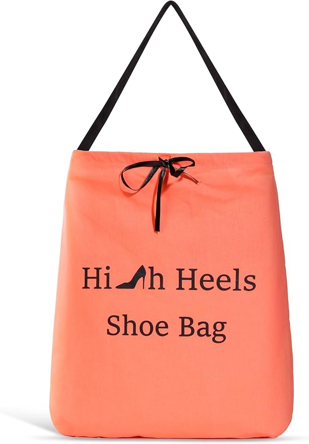 Premium Drawstring High Heel Shoe Bag – Travel-Friendly Dustproof Pouch for Heels & Sandals, Lightweight & Durable, 11 Color Options (salmon)
