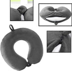 Travel Pillow, 100% Pure Memory Foam Neck Pillow, Suitable for Airplanes, Cars, Trains, Office Naps, Home Lounge Chairs, Removable and Washable Pillow Cover (Gray)