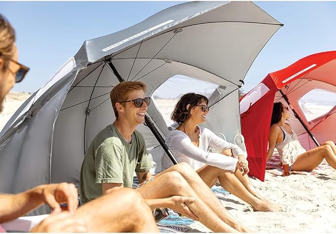 Sport-Brella Premiere UPF 50+ Umbrella Shelter with Patented Side Panels and Tilt Mechanism, Heavy-Duty 1.25 Inch Center Pole, Auger Anchor for Sand and Grass