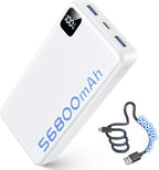 Portable Charger Power Bank, 56800mAh Battery Pack, 22.5W Fast Charging Portable Phone Charger for Camping Travel Essential Compatible with iPhone 17/16/15/14/13 Series, Samsung, Google,iPad-White