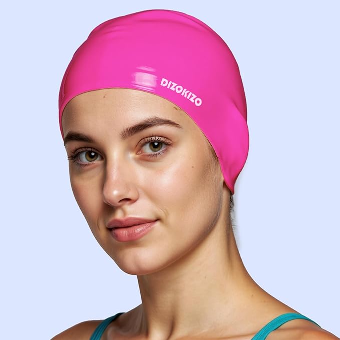 2pcs High Elasticity Silicone Swim Cap for Women and Men, Comfortable Non-Slip Swimming Caps for Long and Short Hair, Durable Waterproof Swim Hats for Adults, Keep Hair Dry