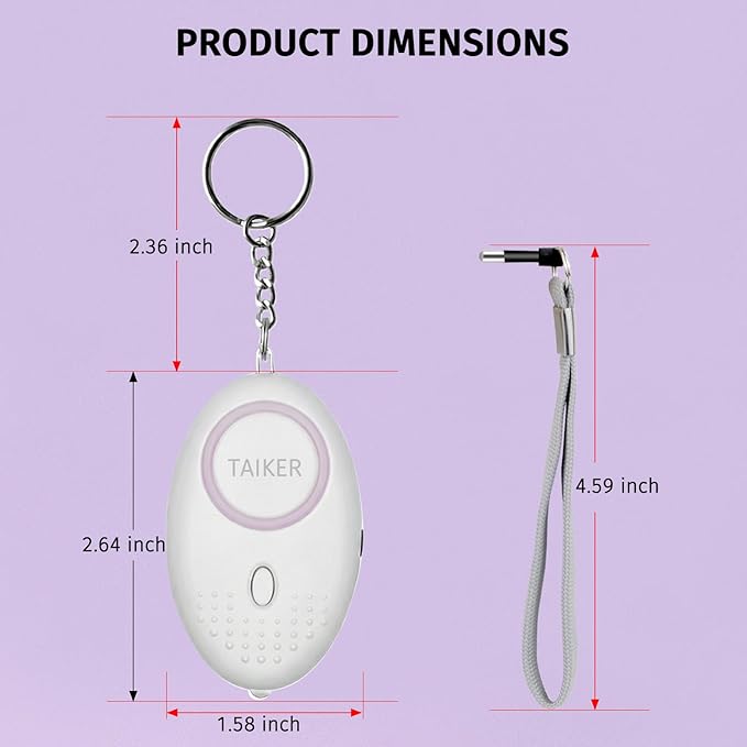Personal Alarm for Women 140DB Emergency Self-Defense Security Alarm Keychain with LED Light for Women Kids and Elders-2 Pack (Aqua Marine & White)