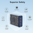 Charging Station for iPhone 17, 165W GaN 6-Port USB C Fast Charger Block, 3 Type-C Each 40W Desktop Charging Hub for Multiple Devices, 5ft Cord - Ideal for Home Office Travel Deep Blue