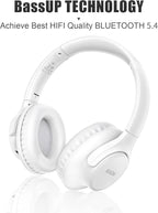 KVIDIO Bluetooth Headphones Over Ear, 65 Hours Playtime Wireless Headphones with Microphone, Foldable Lightweight Headset with Deep Bass, HiFi Stereo Sound Low Latency for Laptop PC Cellphone