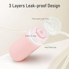 Travel Bottles for Toiletries 2oz 60ml 2 Pack + Cosmetic Jar 40ml 1.35oz Luxury Leather Pattern, Anti-slip Silicone Premium Refillable Bottle Set with Facial Brush for Gym Men Women, Pink
