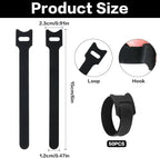 50 Pcs Reusable Cable Ties for Cords, 6" Hook and Loop Adjustable Cord Straps, Reusable Zip Ties, Wire Organizers for Cords Electrical Cord Management Office Home Computer PC Cable Management(Black)