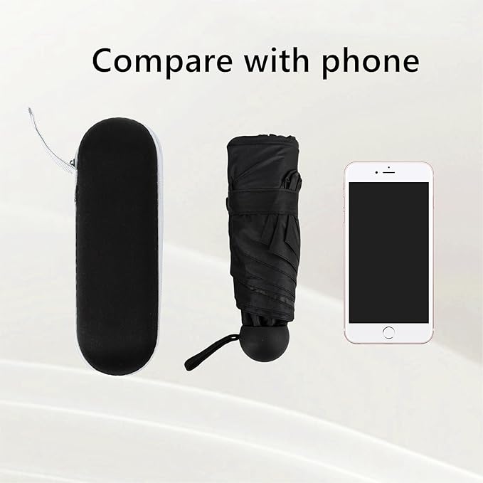 TopTie Compact Mini Umbrella for Purse, Small Sun & Rain Umbrellas with Case, Travel Folding Umbrella