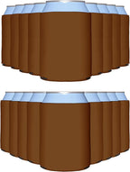 PartyPrints 200 Pack Brown Blank Can Cooler Sleeves, Customizable Bulk Insulated Foam for Beer, Collapsible Plain Drink Holder, Cold Soda Insulator, 12oz Regular, 16oz Tall Cans