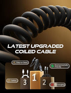 LISEN Coiled USB C Cable, 2 Pack for Android Auto & CarPlay Cable, Short USB A to USB C Cable Compatible with iPhone 17/16/15, Samsung Galaxy S25/S24/S23 A15/A14, Google Pixel 9/8, Space Black 6FT