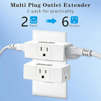 3 Outlet Extender, 3 Way Plug Adapter, 3 Outlet Adapter, 3 Way Wall Outlet Splitter, for Small Multiple Wall Plug Expander Cruise Ship Home Office Dorm, White, 2 Pack