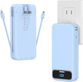 20000mAh Lightweight-Portable-Charger-Power-Bank with Built-in Cables and AC Wall Plug, PD20W USB-C Fast Charging Battery Pack, LED Display External Travel Phone Charger for All iPhone,Samsung,Android