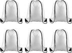 PLULON 6 Pcs White Drawstring Bags Bulk Drawstring Backpack String Backpack Cinch Sack Sport Gym Backpack Bags for Yoga Traveling Outdoor Sports
