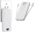 Ffnpua Portable Charger with Wall Plug, 10000mAh USB C Power Bank Fast Charging, External Battery Pack with Built in Cables, Digital Display, 5 Output 4 Input for iPhone Android Cell Phone Tablet