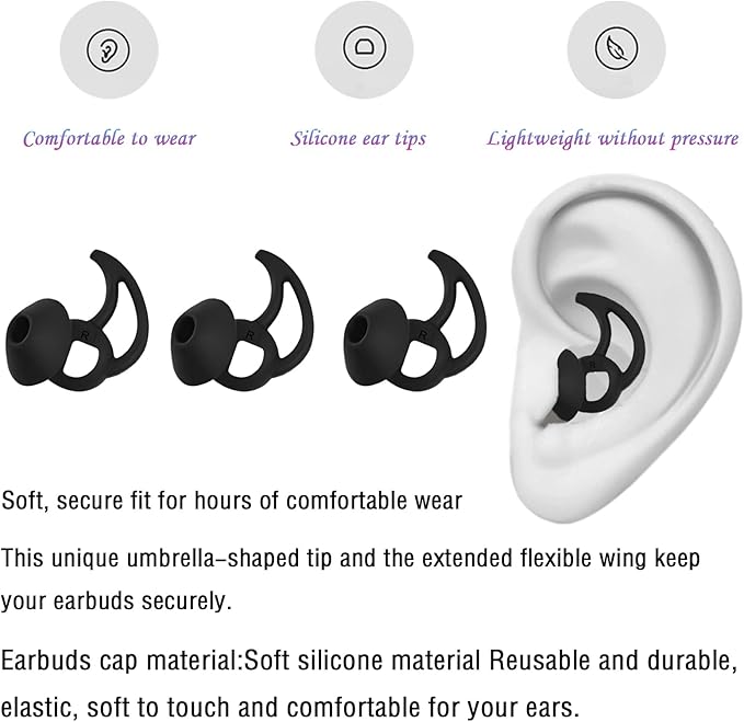 Silicone Replacement Earbud Tips Earbud Covers Ear Tips Compatible with Bose Quietcomfort and Sport Headphone Rubber Tips Large 3 Pairs