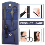 Manicure Set, Professional Men/Women Nail Clippers Kit 4PCS， Stainless Steel Nail Cutter Care Tools Professional Grooming Kits, PU Leather Travel Case(black)