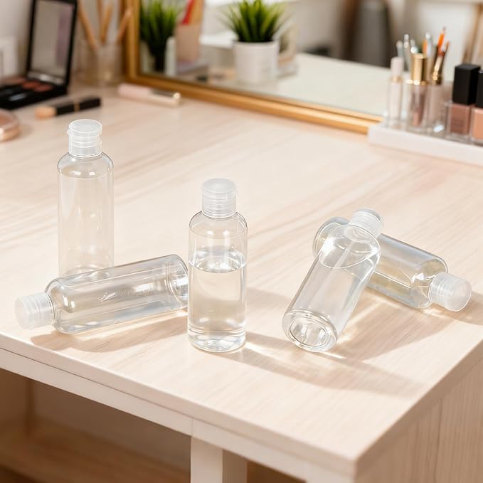 5 pcs Clear Travel Size Toiletry Bottles, 3.4oz TSA Approved Containers, Leak Proof Squeezable Plastic