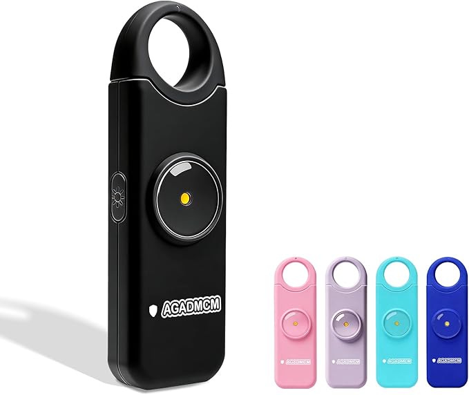 Rechargeable Personal Safety Alarm, 130dB Emergency Siren with LED Flashlight, Portable Keychain for Women, Kids, Elderly, Night Running & Travel (Charcoal Black)