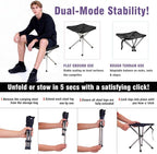 JVZI® Ultra-Light Camping Stool - 1-Second Quick Setup, Adjustable Height & Foldable Design, 275lbs Capacity for Camping, Fishing, Hiking & Outdoor Activities (1)