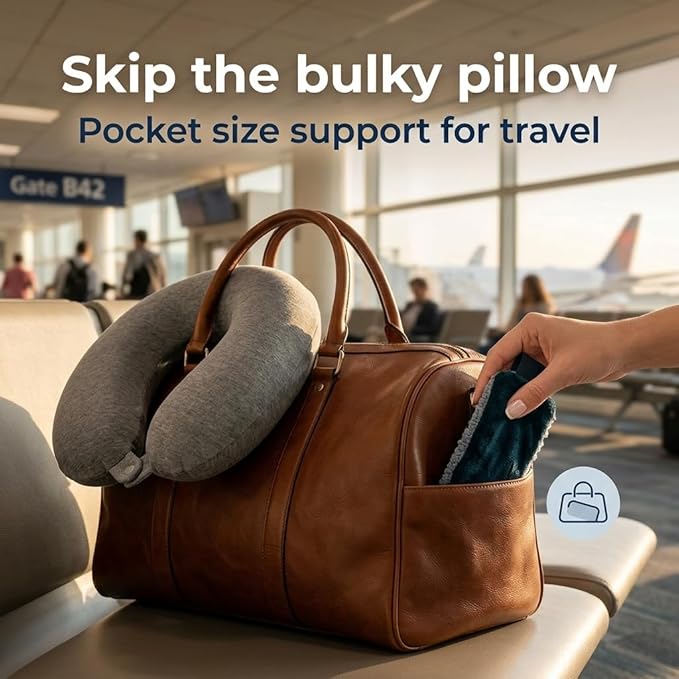 SeatSleeper Travel Pillow Alternative Stops Bobbing | Airplane Head Straps and Car Support Band | Great on Travel Upright | Super Comfy Neck Support | Small & Compact