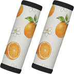 2 Pack Luggage Handle Wrap with Travel Tags - Non-Slip Protective Cover Soft Handle Grips Covers for Suitcase(Orange Flowers)