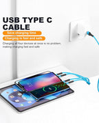SIQIWO Multi USB C Cable Fast Charging, [4FT/2 Pack] QC 3.0(3A) USB C Splitter Cable, 4 in 1 Charger Cord with 4 Type C Ports, for iPhone 17/16/15 Series, iPad Air/Pro, Samsung Galaxy S25, Pixel, PS5