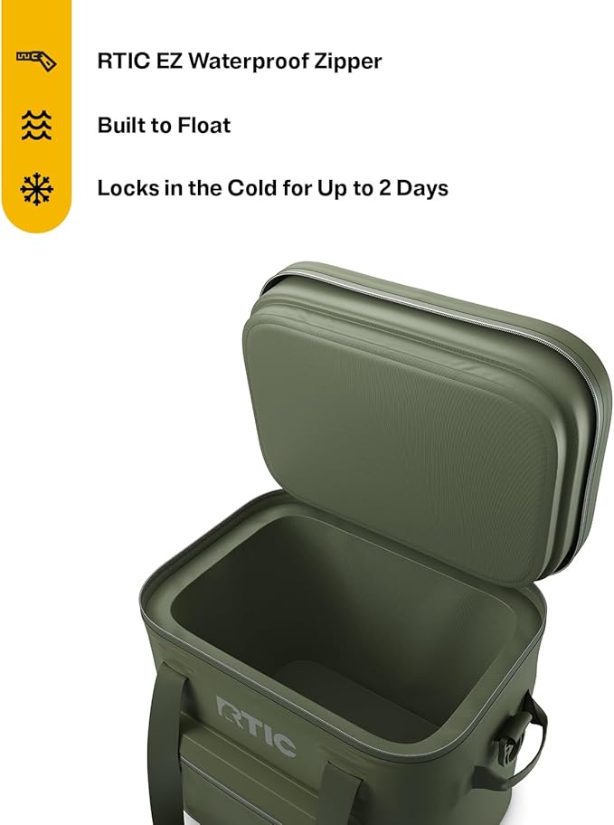 RTIC Ultra-Tough Soft Cooler Pro, Insulated, Waterproof, Leak Proof, Portable Floating Bag for Beverage, Drink, Lunch, Outdoor, Beach, Car, Camping, Picnic, Fishing, Boat