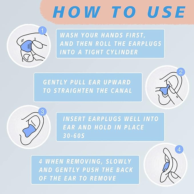 EXGOX 7 Pairs Silicone Ear Plugs for Sleeping Noise Cancelling Reusable Moldable Wax Earplugs for Swimming, Work, Airplane, SNR27dB(Dark Blue)