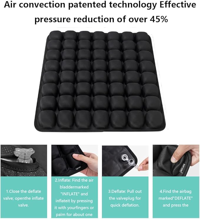 Sondur Travel Cushion, Portable Airplane Seat Cushion for Long Flights 3D Air Cel Inflatable Seat Cushion for Air Travel with Air Pump for Car,Office,Stadium,Ergonomic Comfort Support,Heavy Duty
