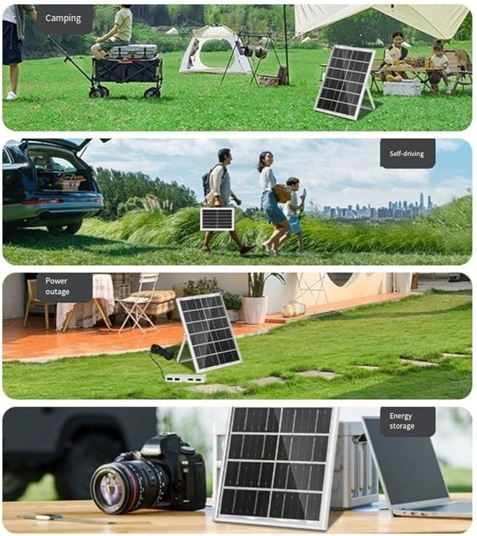6W 5V Solar Panel USB Charger With 4 USB Ports For Fans And Electronic Devices, Solar Battery Charger Featuring Aluminum Frame For Reliable Charging In Various Conditions