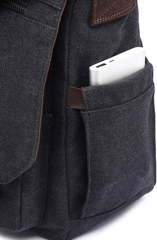 Vintage Genuine Leather Waxed Canvas Briefcase Large Satchel Shoulder Bag Rugged Computer 15.6" Laptop Bag