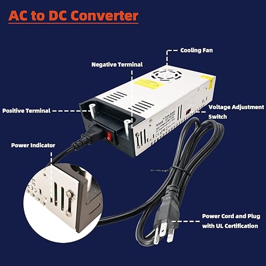 New Version Converter, 110V AC to 12V DC Converter Power Supply 12V 600W 50A DC Switch Transformer for RV,Pump,LED Strip, LCD Monitor