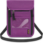 Passport Holder for Travel, Neck Pouch Travel Wallet With RFID Blocking, Waterproof Lightweight Passport Wallet for Women and Men (Purple)